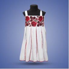 Embroidered sleeveless dress for girl "Rose" red